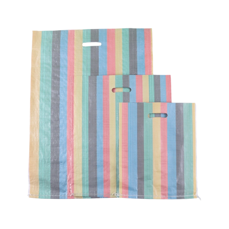 D-Type Handle Colored Striped Polypropylene Woven Bag For Export To Africa