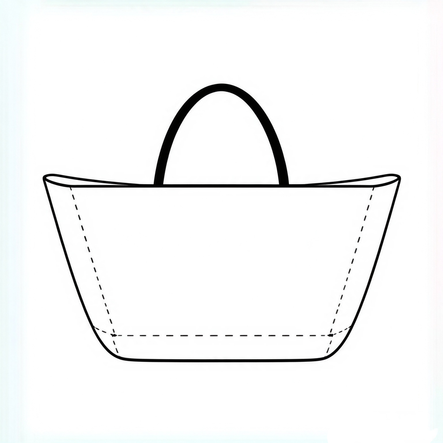 Boat-shaped tote bag design with a wide opening and tapered base.